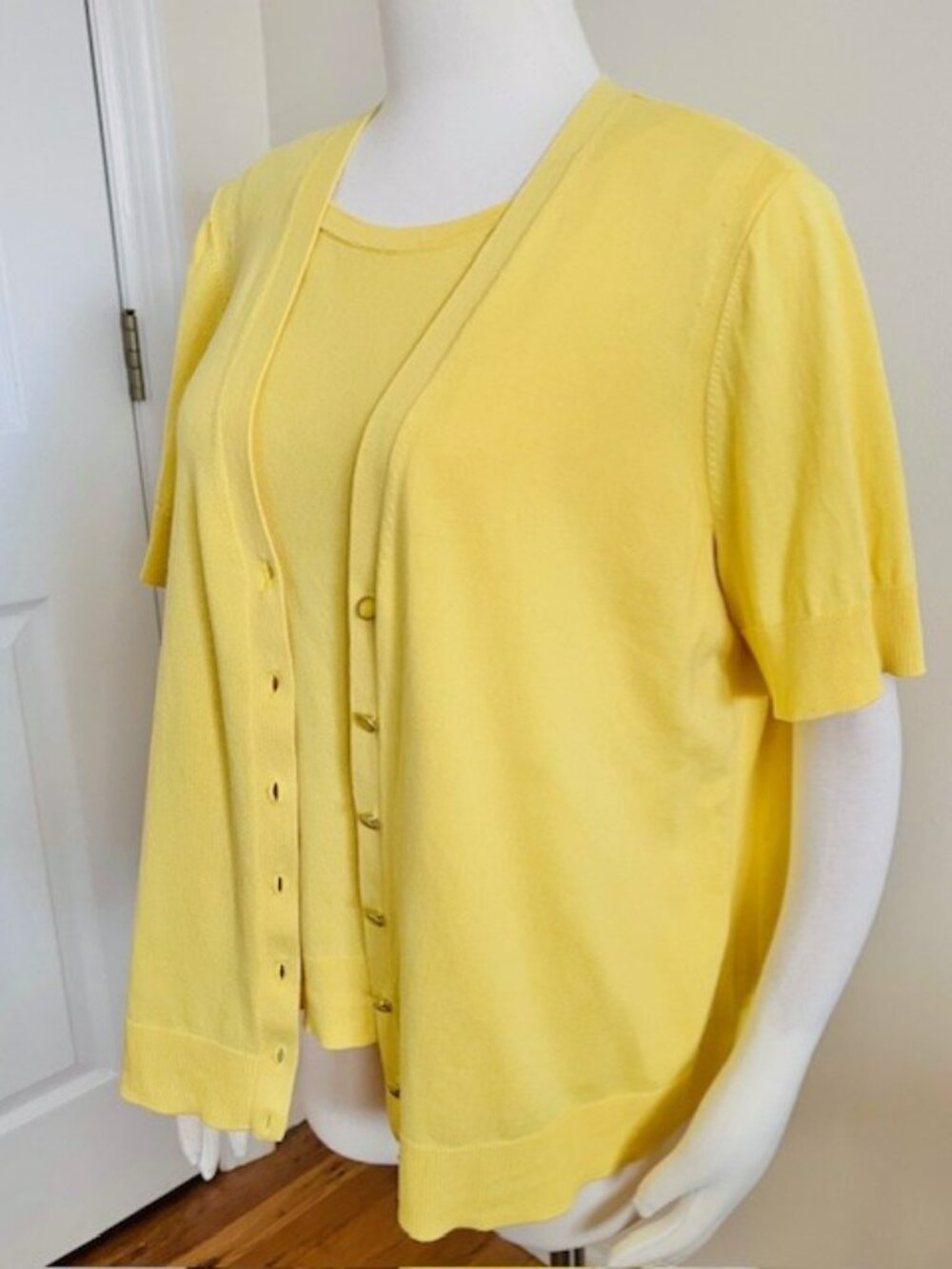 Talbots Yellow Twin Set Lightweight Tank & Short Sleeve Sweater Set (2Xp)